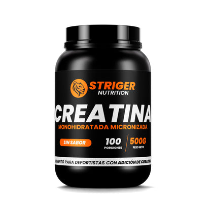 CREATINA MONOHIDRATADA MICRONIZADA EN POLVO 500 GR. STRIGER NUTRITION