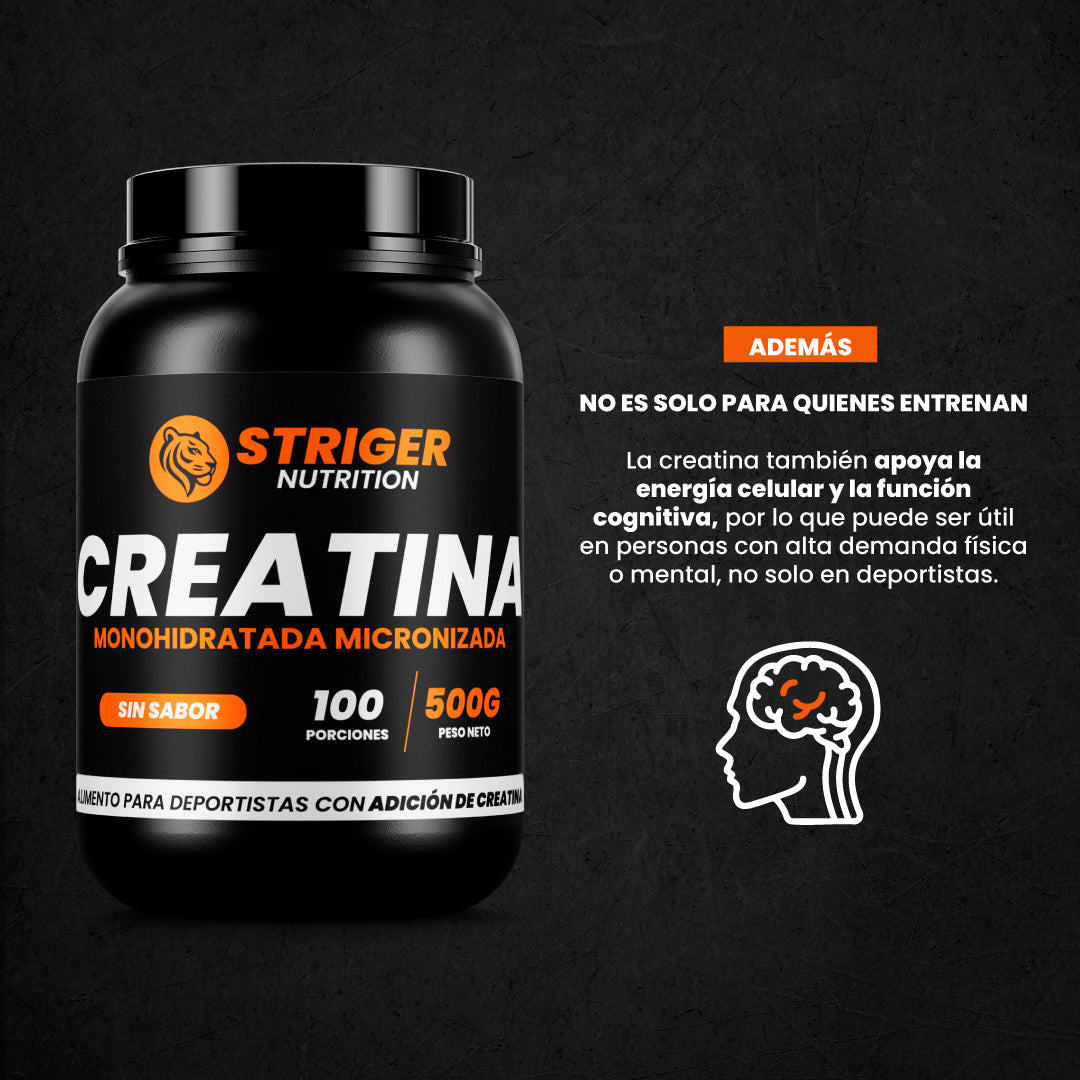 CREATINA MONOHIDRATADA MICRONIZADA EN POLVO 500 GR. STRIGER NUTRITION