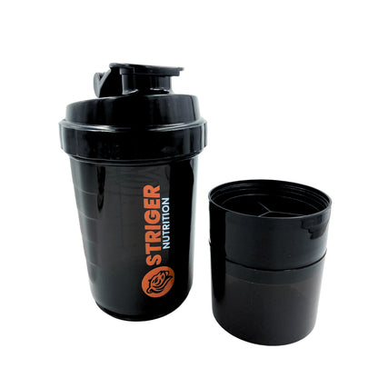 SHAKER STRIGER NUTRITION 500 ML - CON COMPARTIMIENTO Y PASTILLERO