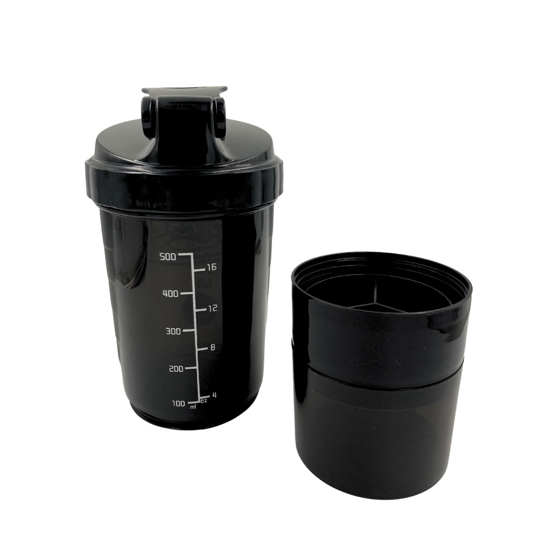 SHAKER STRIGER NUTRITION 500 ML - CON COMPARTIMIENTO Y PASTILLERO