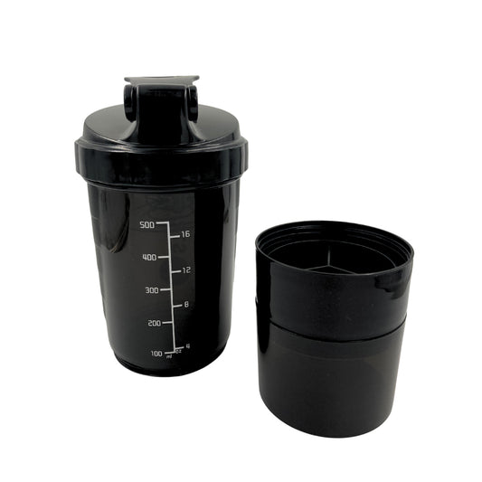 SHAKER STRIGER NUTRITION 500 ML - CON COMPARTIMIENTO Y PASTILLERO
