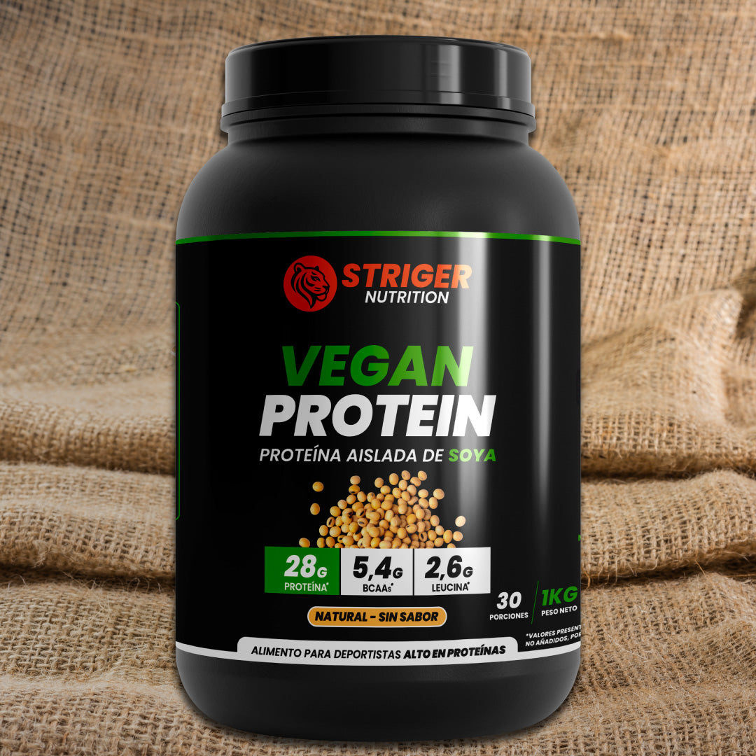 STRIGER VEGAN PROTEIN (PROTEÍNA AISLADA DE SOYA) – SIN SABOR (1KG)